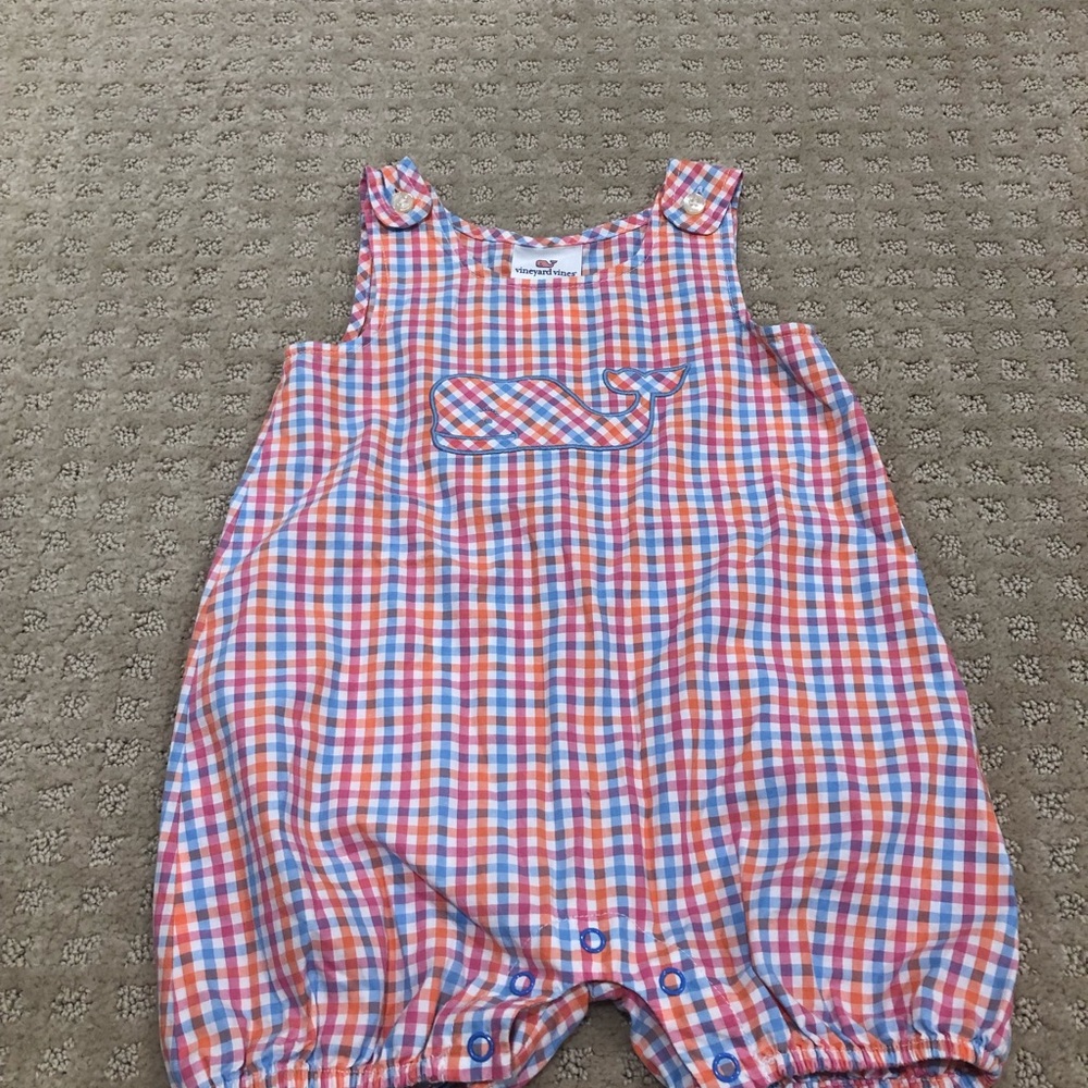 Vineyard Vines Plaid Whale Bubble Romper